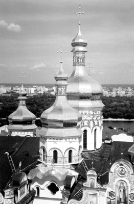 Lavra Pechersk, a golden-domed monastery complex in Kiev, features a series of underground passages and tombs. Photo by Gloria Grant	46