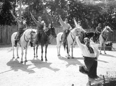 Cossacks show off their riding skills at Khortitsa Island. 