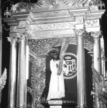 One of the side altars in Antigua’s La Merced Church.  This statue of Jesus is carried in the procession during Semana Santa, or Holy Week.