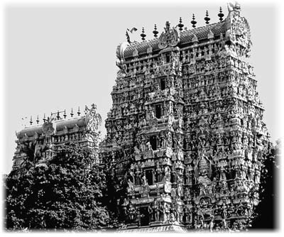 The Minakshi Sundareshvara Temple’s gopuras are more than 164 feet tall —  Madurai.