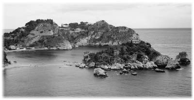 A view along the coastline of Sicily.