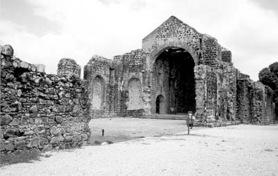 Ruins of the Church of the Conception in Panama La Vieja in Panama City.