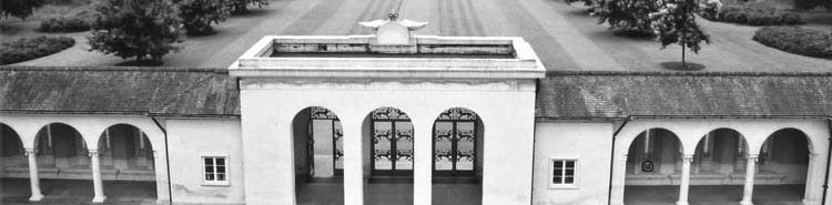 The cloister area of the Commonwealth Air Forces Memorial on Cooper’s Hill contains names of over 20,000 WWII service personnel.