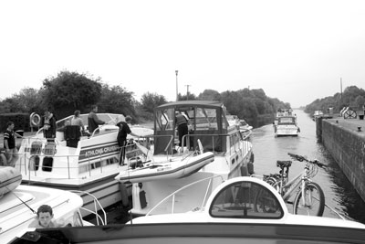 Pleasure boats depart the first lock north of Portumna, at Meelick. 