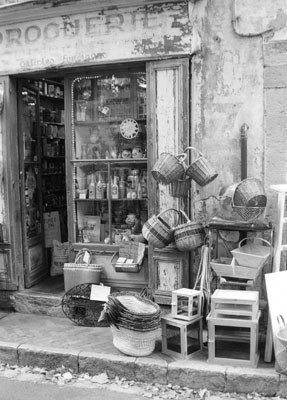 The weathered storefront of a converted drogerie, or drugstore, in Coti­gnac is as charmingly cluttered on the inside as it is on the outside.