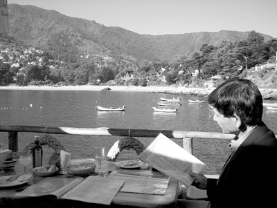 Randy dining at El Chiringuito Restaurant at Zapallar Beach.