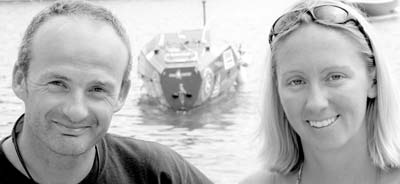 Richard and Liz in Antigua just after completing their 2,900-mile row across the Atlantic.