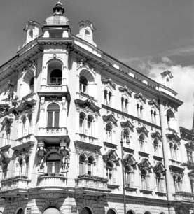 Art Nouveau exterior of Palace Hotel in Zagreb.