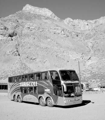 Large buses service Mendoza, Argentina, crossing the Andes to and from Chile.