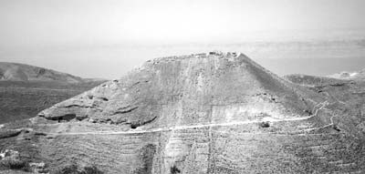 Herod’s palace, with the Dead Sea in the background.