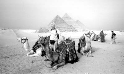 Sabine Joyce visited the pyramids by camel.
