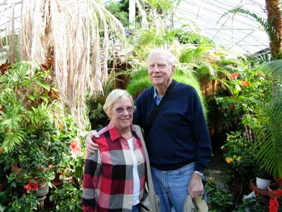 Moreen and Ed Kinney in an Icelandic greenhouse.