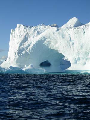 An iceberg outside of the harbor entrance to Ammassalik.