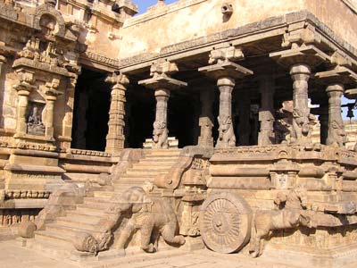 A temple carved from rock at Mahabalipuram.