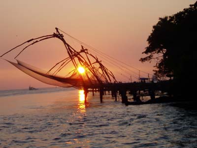 Our hotel in Cochin provided a complimentary harbor cruise each evening to view the sunset behind the Chinese fishing nets.