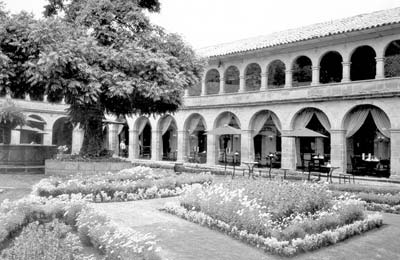 Main courtyard of the Monasterio Hotel — Cuzco.