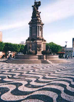 The mosaic-covered main square of Manaus.