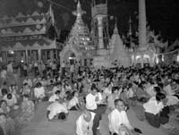 Worshipers far outnumber tourists at the Shwedagon Pagoda in Yangon, which is topped by a single, 76-carat diamond. 