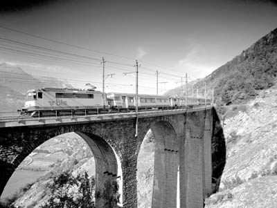 BLS Regional Express crosses the Luogelkin Viaduct taking visitors to scenic valleys bypassed by the new Lötschberg Tunnel.