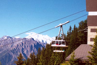 Cable car in Bettmeralp as seen from our apartment balcony.