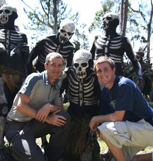 John and Billy with the Skeleton People at the Tumbuna Sing Sing.