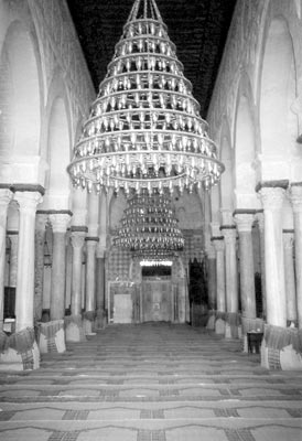 Inside the Grand Mosque at Kairouan.