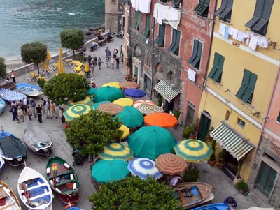 Vernazza’s colorful piazza as seen from our hotel window.