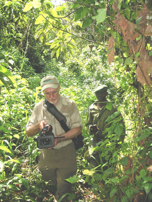 Bill Kizorek on a gorilla trek near Bukavu, Democratic Republic of Congo. Photo: Two Parrot Productions