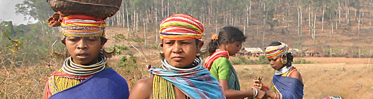 Bonda women on their way to the Onukudelli market to sell their goods.