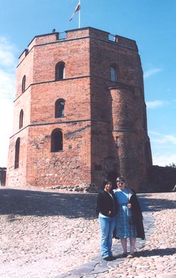 Julie Skurdenis and (left) her daughter, Katie, at the Upper Castle Tower on Gediminas Hill.