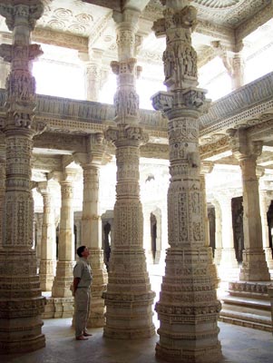 Randy admires an intricately carved 15th-century Jain temple in Ranakpur.