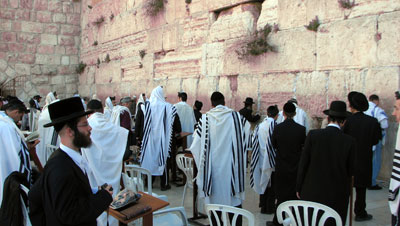 Worshipers at the Western Wall in Jerusalem.