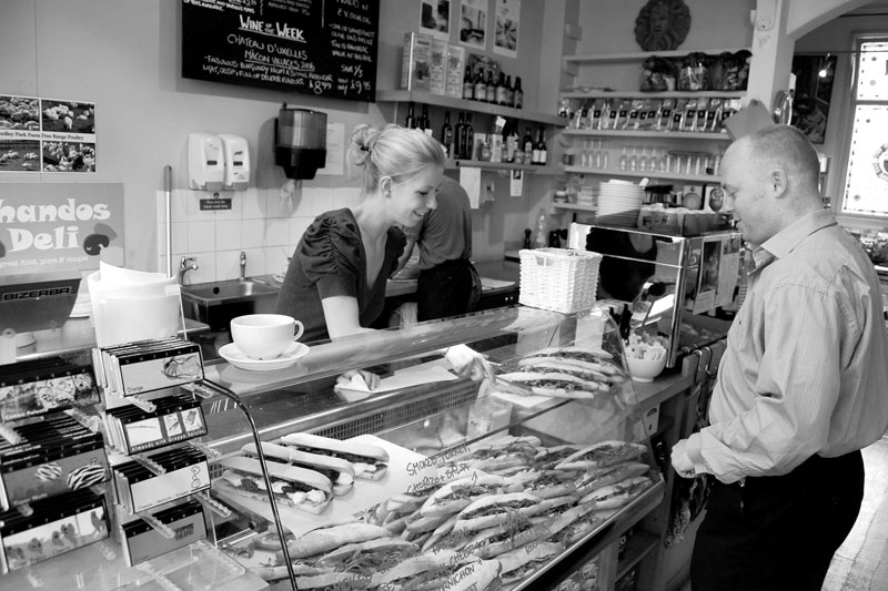 English office workers and savvy travelers get tasty sandwiches at delis. Photo: Steves