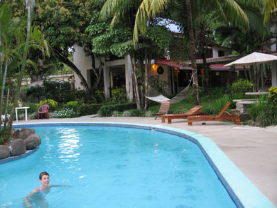 Enjoying the pool at the Rio Lindo Resort in Dominical.