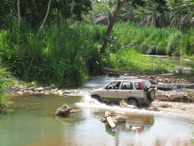 Washed-out bridges made river crossings more adventurous.