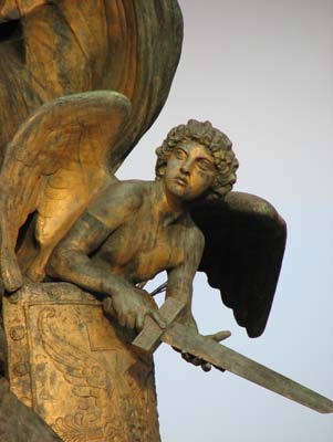 Detail from one of the sculptures that adorns the Monumento Nazionale a Vittorio Emanuele II, a huge, white marble monument that stands between Rome's Piazza Venezia and Capitoline Hill.