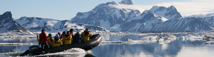 This picture was taken on the one clear day of our trip as passengers from the Akademik Shokalskiy explored some of the shallower areas by Zodiac.