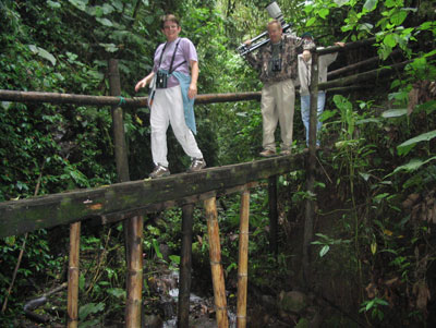 Melissa and I exploring a forest trail in search of elusive birds.