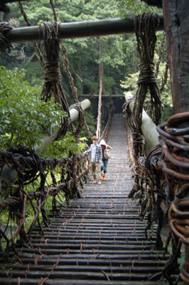 Iya Kazura-bashi Bridge, held together by vines, has been maintained for 300 years — Iya Valley.