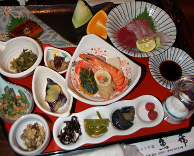 A portion of my dinner at Uotora Ryokan — Takamatsu.