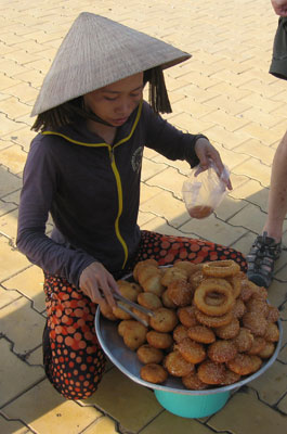 Crispy donuts being sold by one of the many street vendors we encountered.