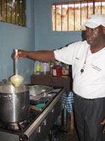 Chef Orel testing the fish soup.