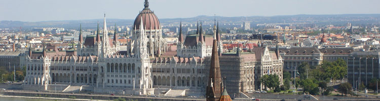 The Hungarian Parliament building as seen from Budapest’s Fisherman’s Bastion.