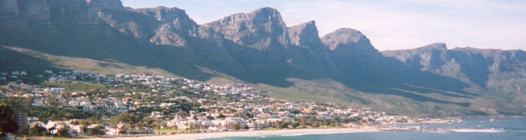 View of the Three Apostles Mountains from the beach in Clifton.