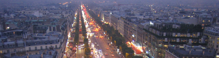 View of the city from the Arc de Triomphe.