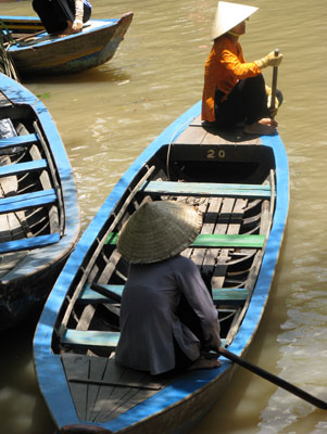 Rowers ready for our sampan ride at the island of Thoi Son, Vietnam.