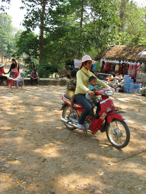 Motorbikes and scooters are used everywhere in both Vietnam and Cambodia.