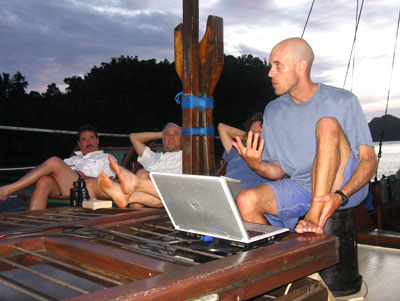 Ethan Daniels gives a briefing on things to be seen in Raja Ampat.