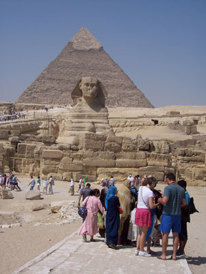 The Sphinx and the Great Pyramid of Giza.