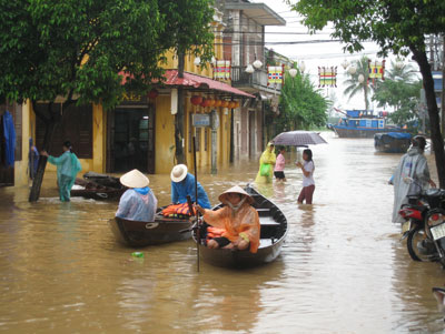 The flooded streets of Hoi An.